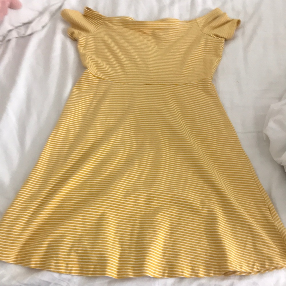 yellow stripe skater style dress